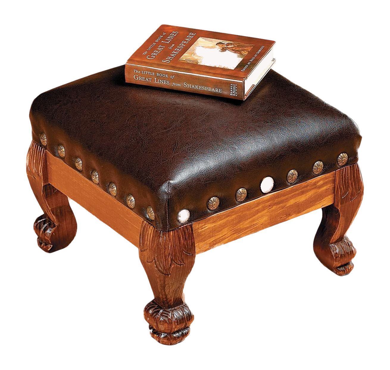 Brown Faux Leather Wood Footstool Foot Stool Rest Hassock Decor eBay