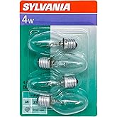 SYLVANIA Home Lighting Incandescent Small Appliances Bulb, C7-4-Watt, Clear Finish, Candelabra Base (4 Bulbs)