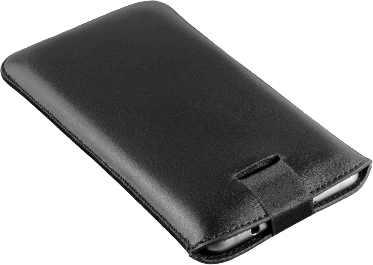 mumbi Real Leather Pouch With Flap And Pull-Up Strap for Samsung Galaxy, Black, Galaxy A3 (2016) - Image 5