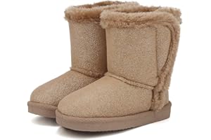 CIOR Toddler Snow Boots for Girls Boys Winter Warm Kids Button Boots Outdoor Shoes