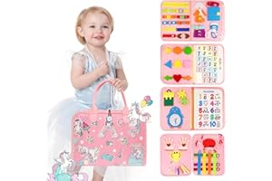 Toddler Busy Board - Montessori Toys for 3 Year Old Girl Birthday Gifts, Educational Learning Sensory Busy Book for Girl, Air