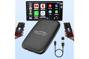 ROCKETEK 2 in 1 Wireless CarPlay Adapter and Android Auto Wireless Adapter for Factory Wired CarPlay Cars - Wireless CarPlay Dongle Built in Netflix YouTube, CarPlay Wireless Adapter Convert Wired to Wireless