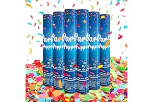 ZZPAKUE Biodegradable Confetti Cannon 6 Pack Multicolor Confetti Poppers 12 Inch Party Poppers Shooters Paper Popper Cannon for Wedding Birthday Graduation Decorations 2025 New Year's Eve and Any Celebrations