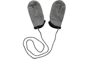 tittimitti 100% Virgin Wool Baby Toddler Kids (6 Months - 7 Years) Thumbed Mittens with String. OEKO-TEX® Standard 100