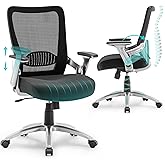 SUNNOW Office Chair, Ergonomic Computer Desk Chair, Sturdy Executive Task Chair - Adjustable Lumbar Support, Flip-up Arms, Tilt Function, Comfy Wide Seat, Swivel Mesh Home Office Desk Chairs (Black)