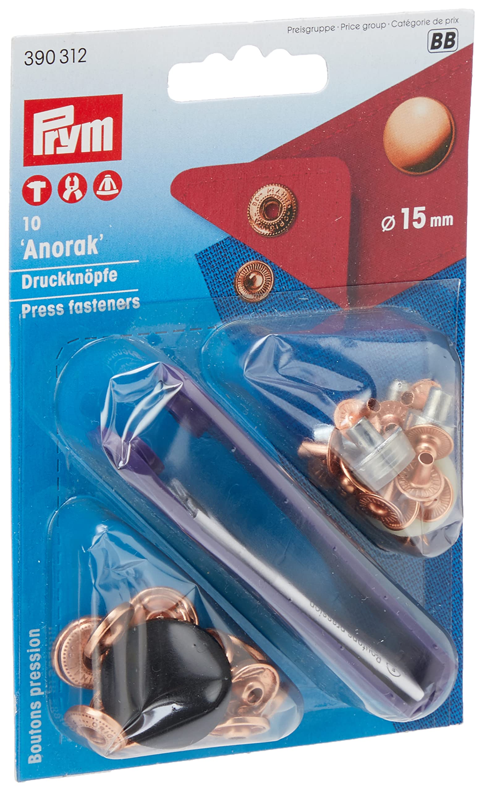 Prym - Anorak Copper Plated (15mm) Non-Sew Press Fasteners - 1 Unit — image 1