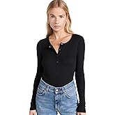 Splendid Women's Thermal Forever Henley Top, Black, S