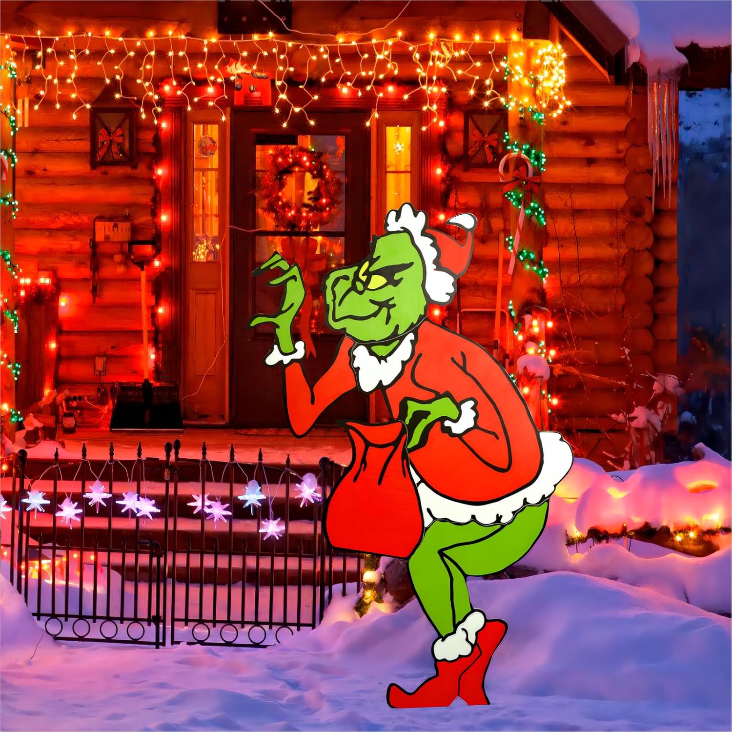 Yard Signs - Large Grinch Christmas Decorations, 3.3ft Garden Patio Yard Lawn Porch Decorations for Outdoor Indoor Xmas Yard Sign Decor