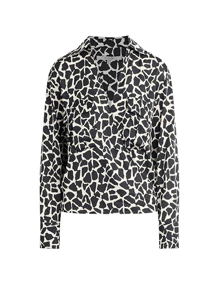 HUDSON WOMEN’S LONG SLEEVE WRAP SHIRT, GIRAFFE PRINT