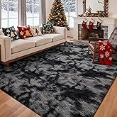 5x7 Ft Large Shag Rugs for Bedroom Living Room Decor for Men Boys, Tie Dyed Ultra Soft Fluffy Furry Area Rug for Indoor Floor, Aesthetic Carpet for Home Decor (Dark Grey)