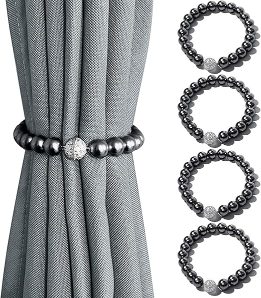 Curtain Tiebacks, 4 Pack Pearl Beaded Curtain Tie Backs