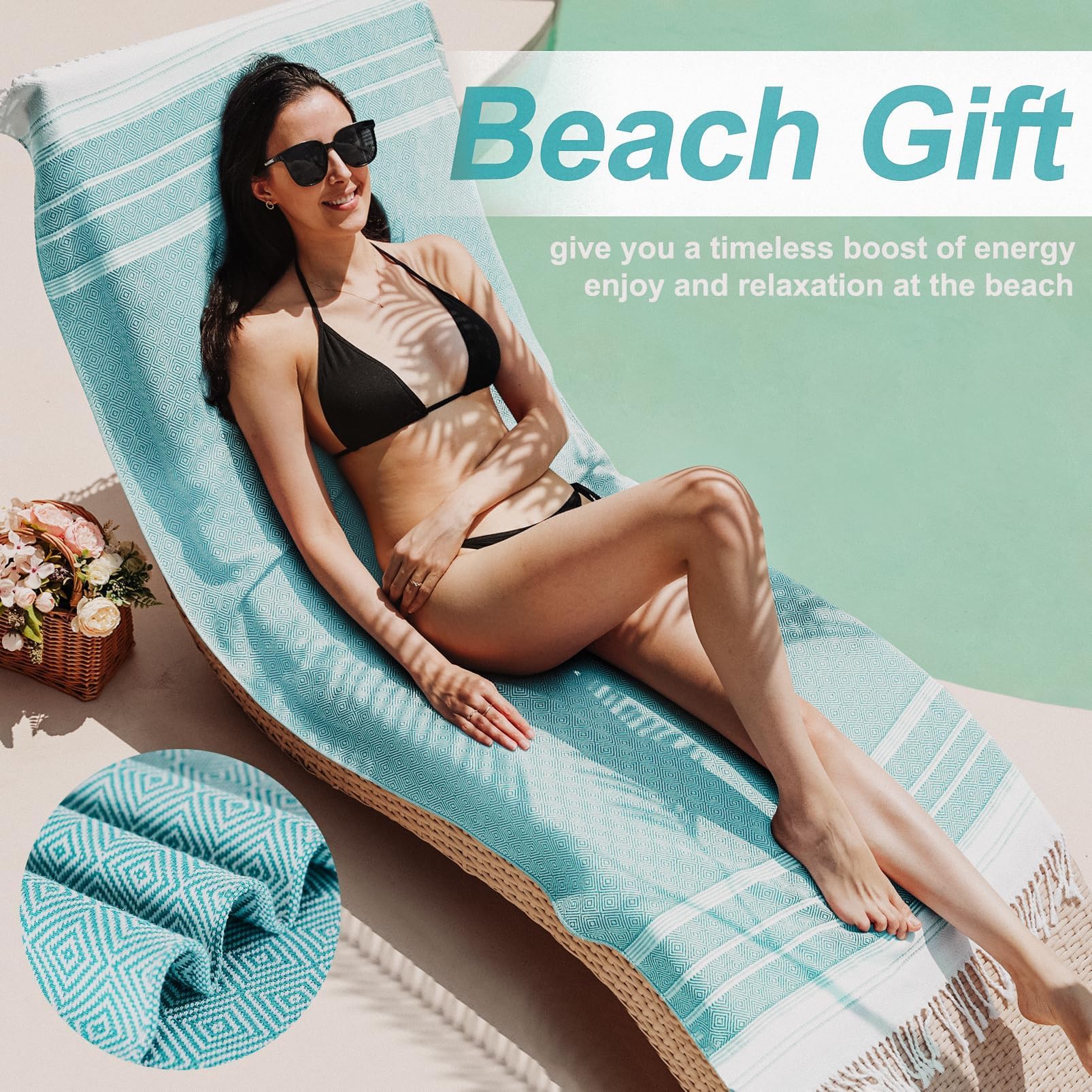 Genovega 6 Packs Oversized Turkish Beach Towels Set Bulk 74