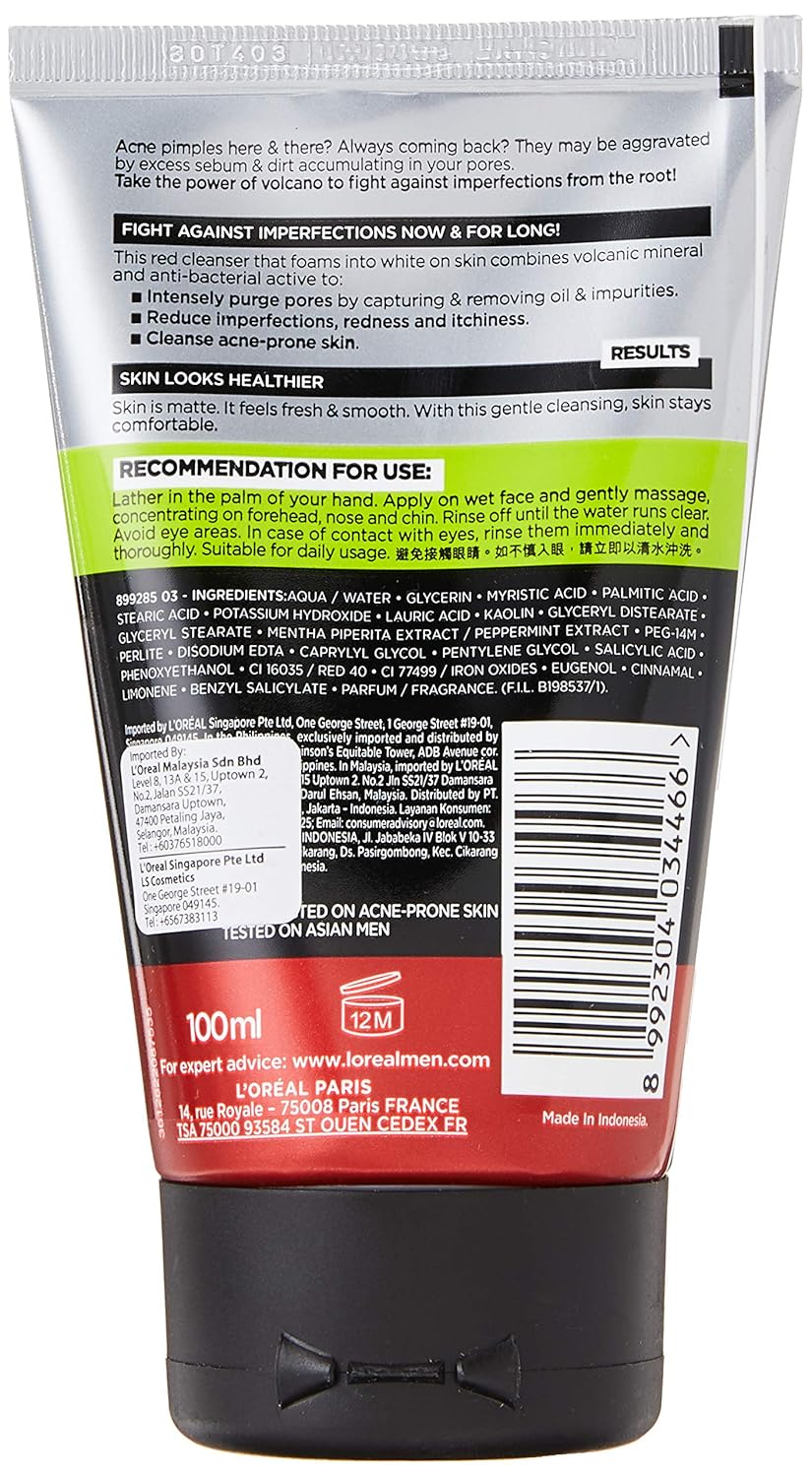 L Oreal Men Expert Pure Matte Volcano Red Foam Tube 100ml Amazon De Beauty