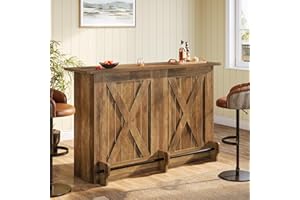 Tribesigns 63-Inch Bar Table, 2-Tier Bar Cabinet Height Pub Table with Footrest, Modern Coffee Cabinet for Home Kitchen, Larg