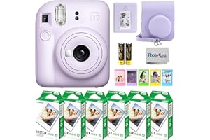Fujifilm Instax Mini 12 Instant Camera Bundle with Fujifilm Instax Mini Instant Film Value Pack (60 Sheets) with Accessories Including Protective Case, Strap, Photo Album (Lilac Purple)