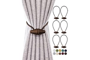 TECVINCI Magnetic Curtain Tiebacks with Upgrade Larger Magnet, 6 Pack 16 Inch Drapery Holdbacks for Indoor & Outdoor Curtain - Dark Coffee