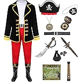GZ-LAOPAITOU Pirate Costume for Kids Boys Deluxe Pirate Costume Set with Accessories Halloween Cosplay Party Dress Up