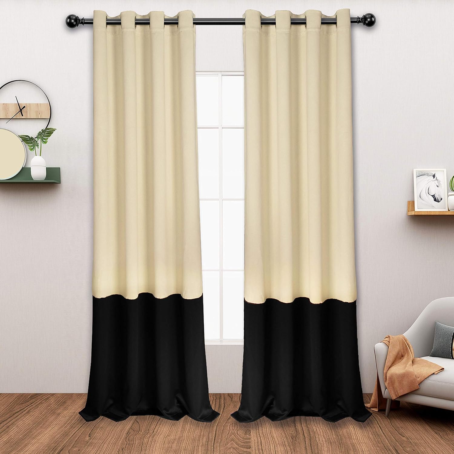 Amazon.com: LORDTEX Color Block Blackout Curtains for Bedroom