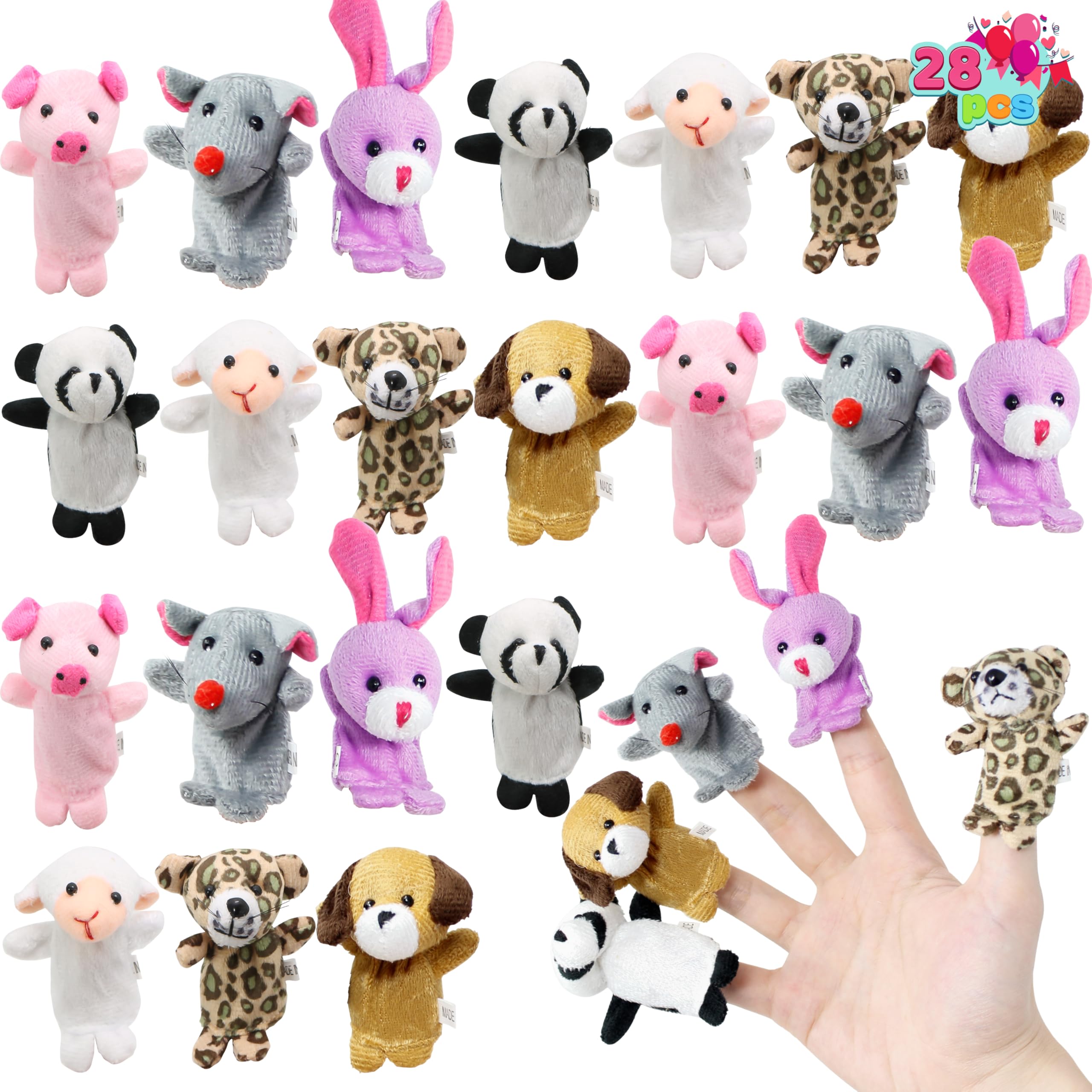 JOYIN 28 Packs Animal Finger puppet Set for Kids, Party Favor, Classroom Exchange Prizes, Greeting Cards, Stressrelief Hand puppets, Holiday Reward Prizes