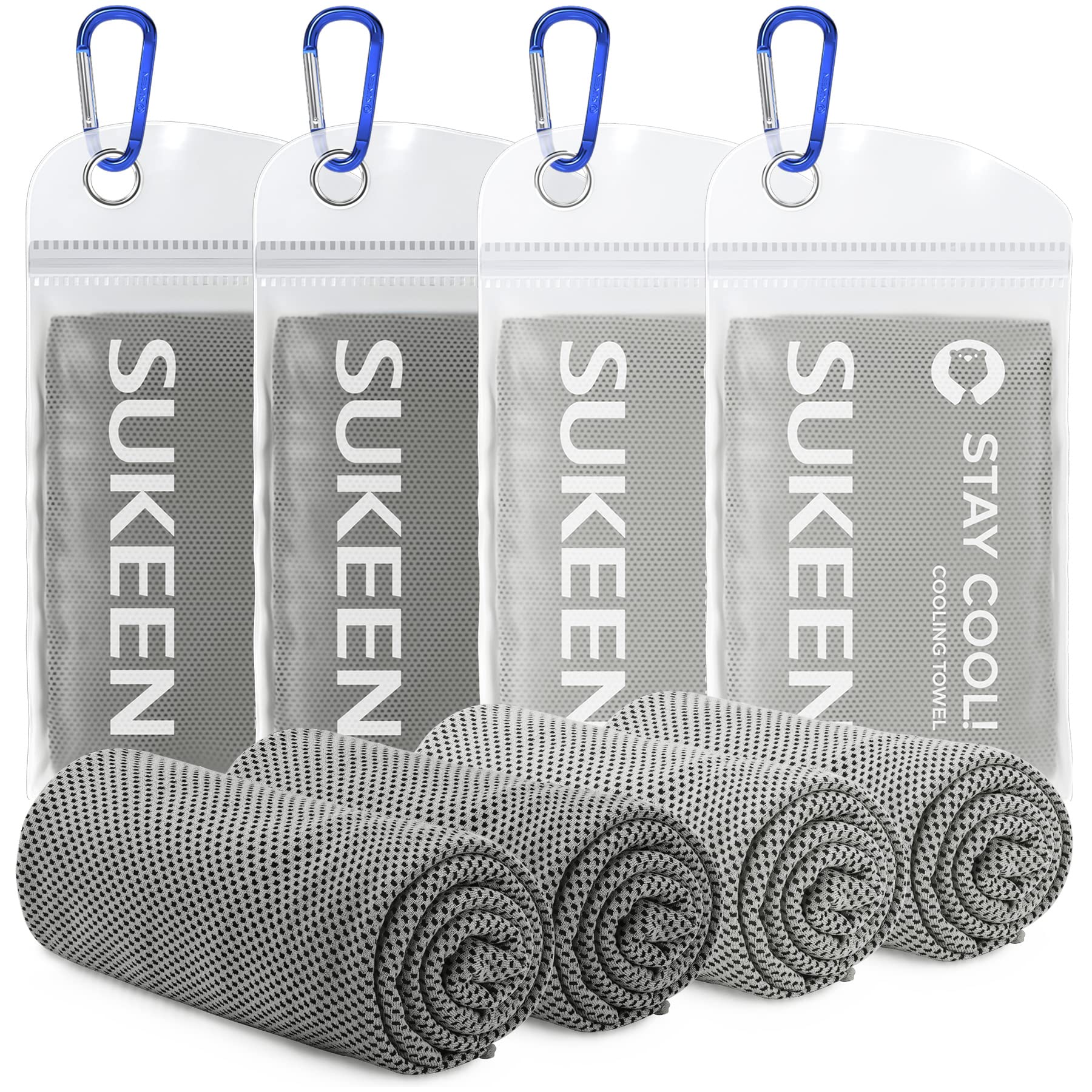 Sukeen Cooling Towel, 4 Pack Cooling Towels for Neck, Soft Breathable Sweat Towel Gym Towel, Stay Cool Ice Towel, Microfibre Cool Towel for Men Women Work Out Sports Yoga Golf (40"x12") — image 1