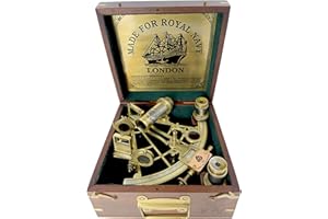 MAH 8 Inch Brass Big Ship History Captain Sextant Handmade Gift for Father's Day, Birthday, Anniversary, Baptism, Partner, Best Men, Graduation, Christmas, Vintage Style Home Décor Add Your Treasure Gift