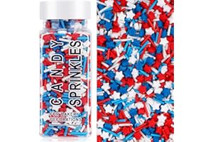 MISS DOOZY Red White and Blue Sprinkles for Cake Decorating, Patriotic Edible Sprinkle Mix, 4th of July Perfect for Cookie Cupcake Topper