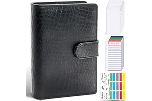 LINTRU Budget Binder with Zipper Envelopes, Budget Book with Cash Envelopes, Premium Pu Leather A6 Binder with Expense Budget Sheets and Stickers, Savings Binder for Budgeting (Classic Black)