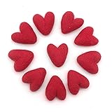 Glaciart One Red Felted Hearts - 1.5” (10 Pcs) - Needle Felting - Needle Felting & Essential Oils Ready - Handmade in Nepal Using 100% Natural New Zealand Wool, for Art Projects & Valentines Decor