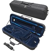 MI&amp;VI NF-3001 Light Hard Violin Case 4/4 (Full Size) with Adjustable Straps | Velvet Plush Cushion | High-Density Foam | Hygrometer | Sheet Pocket (Black)
