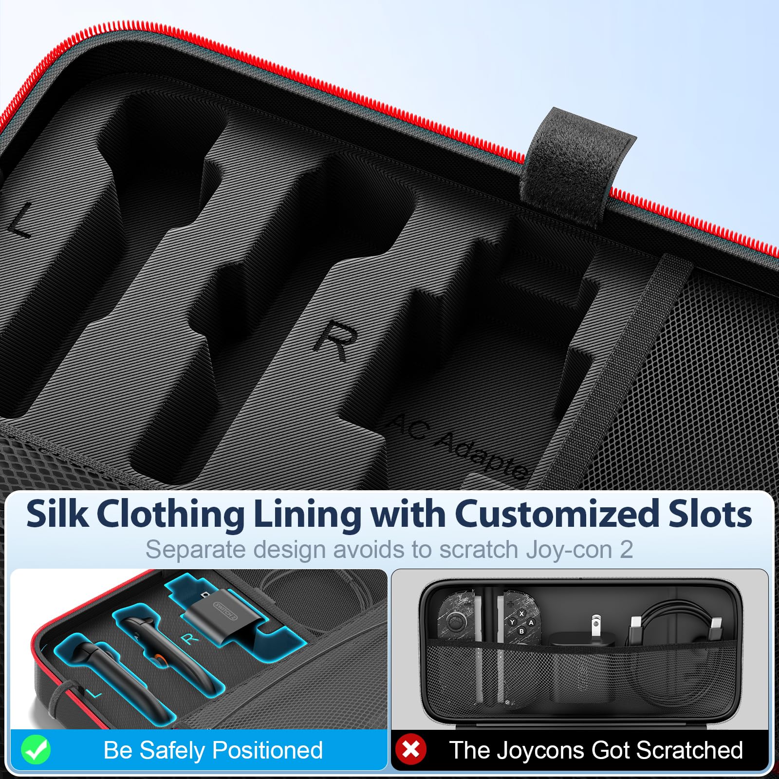 OIVO Switch 2 Carrying Case Compatible with 2025 Nintendo Switch, Portable Travel Carry Case Fit for Joy-Con 2 & Adapter, Hard Shell Protective Pouch Bag with 24 Game Slots, Red