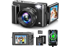 OIADEK 4K Digital Camera for Photography Autofocus 48MP Vlogging Camera for YouTube with 3'' 180°Flip Screen 16X Digital Zoom 4K Video Compact Travel Camera with SD Card,Flash, Anti-Shake (Black)