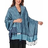 MUQU Women Pashmina Shawls and Wraps Scarf Soft Silky Reversible Paisley Scarves Shawl for Women