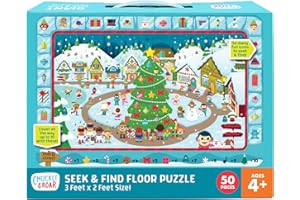 Buffalo Games -Christmas Village - 50 Piece Holiday Giant Floor Puzzle - Chuckle & Roar- Winter Educational Puzzles for Kids Ages 4 and up - Large Pieces - 2 feet x 3 feet