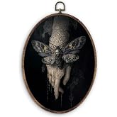 DILSJ Gothic Skull Witchy Moth Oval Wall Art Decor, Dark Academia Canvas Wall Art Framed, Spooky Moody Goth Aesthetic Hanging Decorations for Home Bedroom Living Room Gallery, 8.5x11 Inch
