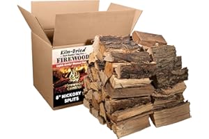 Firewood Central Kiln-Dried PA Hickory – 8” Splits (Approx 39.5 lb) – Bold Smoking Wood for Pizza Ovens, BBQ & Fire Pits – Easy Light, Low Smoke, USA Sourced