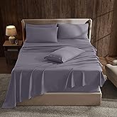 Hearth & Harbor Extra Deep Pocket Sheet Sets, Luxury Soft 6 Piece Bed Sheet Set Fits Mattress 18-24 Inches - Twin, Grayish Purple