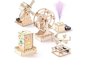 WESAYEE 5 In 1 STEM Projects for Kids Age 8-12, Wood Building Kits, STEM Kit for Kids Ages 8-10 10-12, Model Craft Kits for Boys 6-8, 3D Wooden Puzzles Woodworking Kit for 6 7 8 9 10 11 12 14 Year Old
