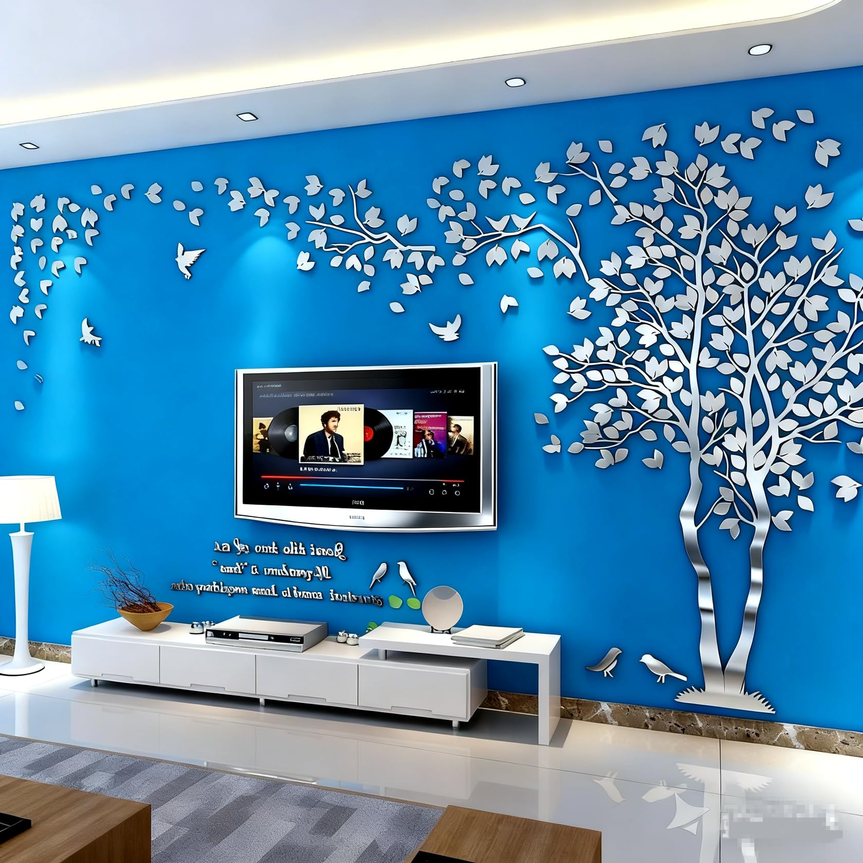3D DIY Tree Wall Sticker Large Family Bird and Tree Wall Decal Art Mural Stickers Home Decor for Living Room Bedroom Home Decoration TV Backdrop Wall