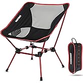 MARCHWAY Ultralight Folding Camping Chair, Heavy Duty Portable Compact for Outdoor Camp, Travel, Beach, Picnic, Festival, Hiking, Lightweight Backpacking (Red)