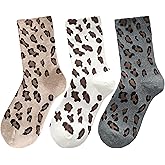 Arukora Women's Leopard Animal Cheetah Print Crew Ankle Cotton Socks Size 5-9