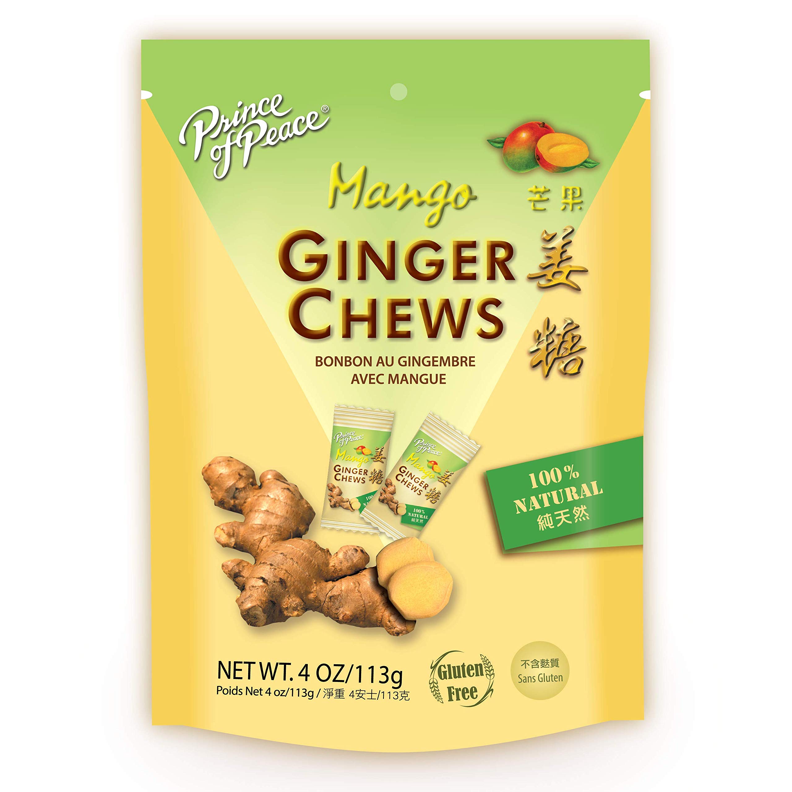 Prince of Peace Ginger Chews - 100% Natural Mango 28 Chews