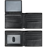 VTOEMAO Slim Billfold Wallet for Men ID Window RFID Blocking Minimalist Front Pocket Wallet for Gift Black