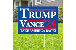 Probsin Trump Vance 2024 Yard Sign Double Sided 12" x 17" Trump Vance'24 Take America Back MAGA Signs Voted for Trump Vance Outdoor Decorations for Lawn, Garden, Window, Party Supplies (Blue)