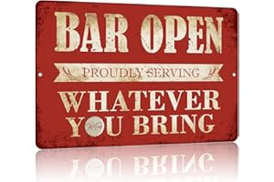 Yniaun Decor Vintage Bar Sign Funny Metal Open Sign for Home Bar Basement Gifts - 8" x 12" for Indoor and Outdoor - Proudly S