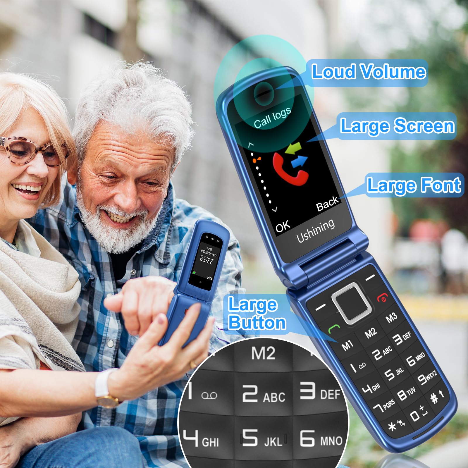 4G Senior Mobile Phone Simple for Elderly, Basic Cell Phone with Large Buttons, Flip Phone, Unlocked Senior Mobile Phone with 2.4