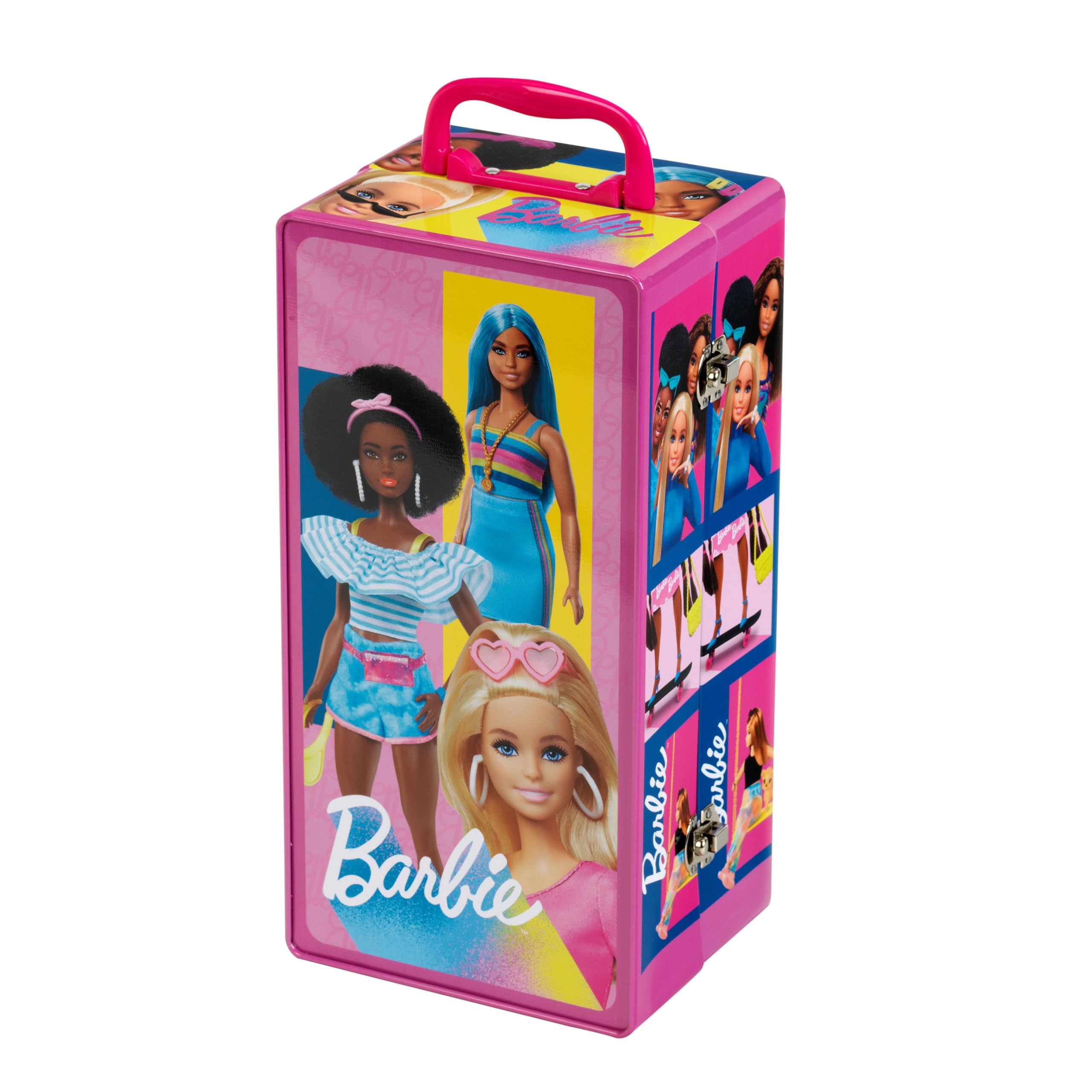Theo Klein 5801 Barbie wardrobe trunk, clothes rails and shelves, toys for children aged 3 and over, incl. accessories, multicolour
