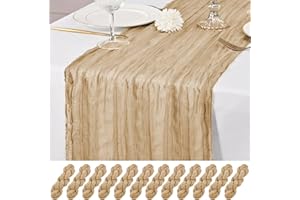 LUMAYCENS 12 Pack Beige Table Runner 10Ft Cheesecloth Table Runner Rustic Gauze Table Runners Romantic Long Sheer Fabric Cheese Cloth Table Runners for Wedding Party Bridal Baby Shower