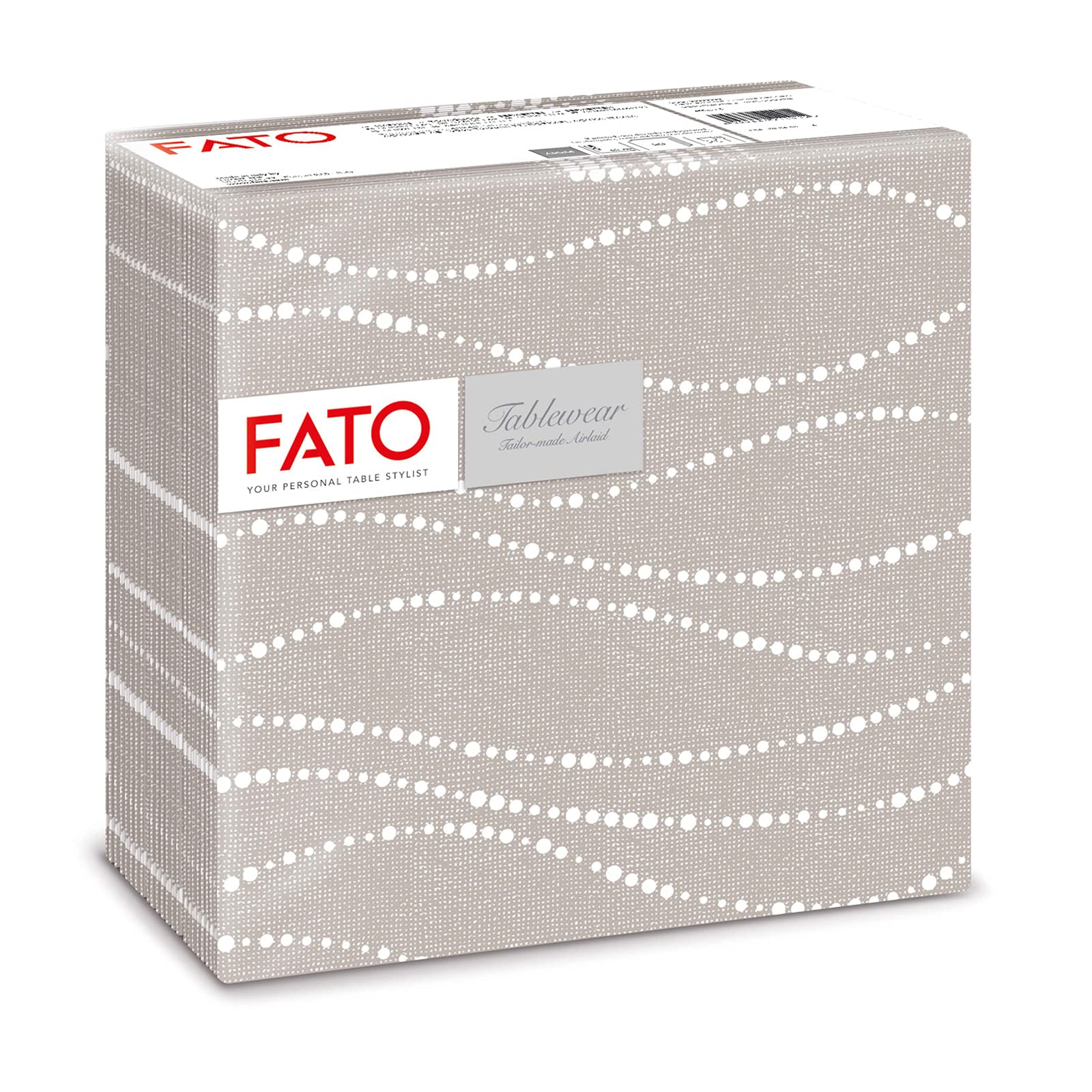 FATO Pack of 50 Airlaid Pearl/Dove Paper Napkins 40 x 40 cm, Linen