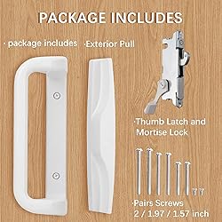 House Guard White Patio Door Handle Set with