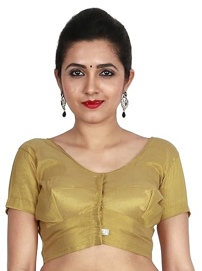 Women's Stitched Readymade Tissue blouse, Golden color